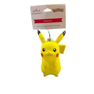 Hallmark Pokémon‎ Pikachu Ornament Blown Glass Christmas Tree Decoration 4"